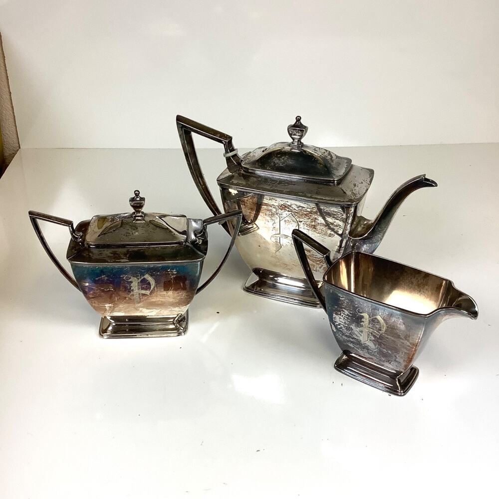 Vtg Deco Pairpoint Sheffield USA 0315 Silver Plated Coffee Tea Service Set